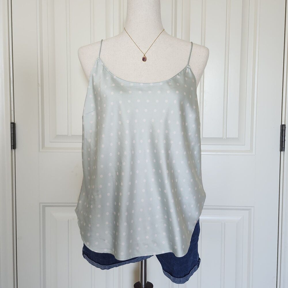 Victoria's Secret Green Satin Polka Dot Camisole Size L